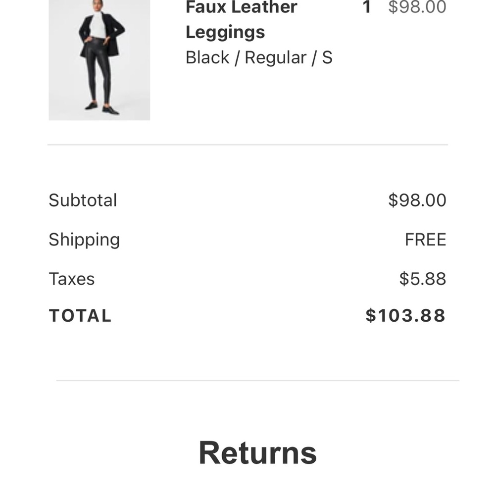 Spanx faux leather black leggings.